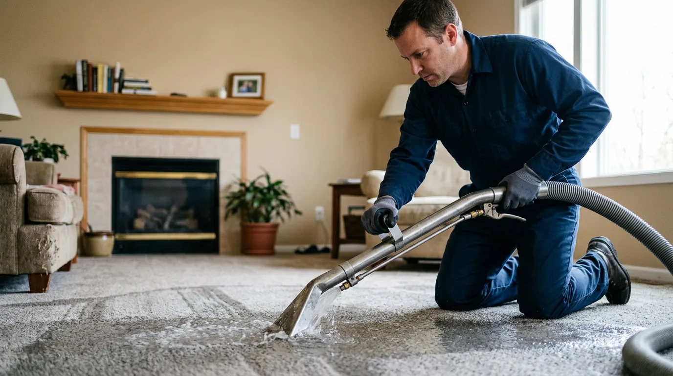 Water damage restoration technician working near Hillsboro, MO